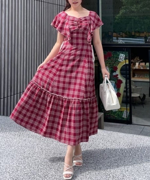 rienda フリルウエストオープンワンピース Mサイズ rienda ワンピース フリルウエストオープンワンピース 夏服