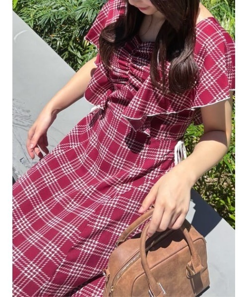 フリルウエストオープンワンピース 夏服（ワンピース）｜rienda