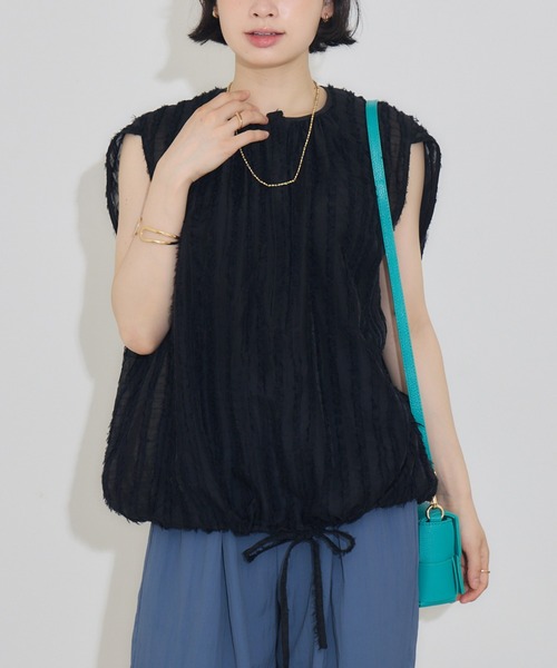 KATHARINE ROSS（キャサリンロス）の「【KATHARINE ROSS】ストライプカットドビーブラウス（シャツ/ブラウス・レディース・ライトブルー/ブラック・MEDIUM）」の2枚目の写真