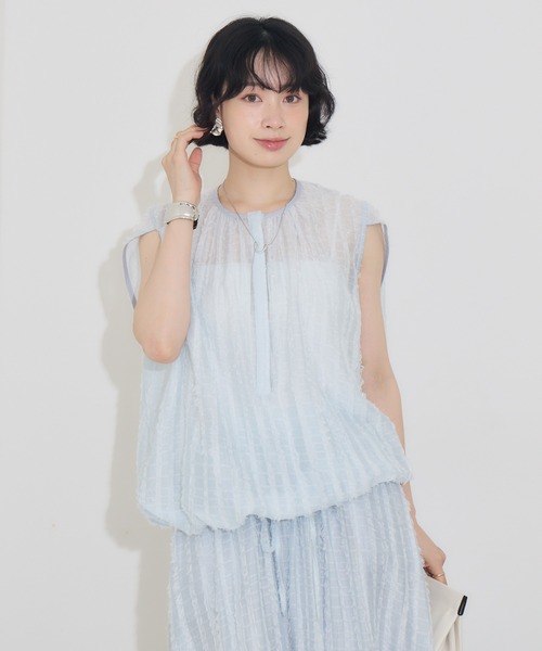 KATHARINE ROSS（キャサリンロス）の「【KATHARINE ROSS】ストライプカットドビーブラウス（シャツ/ブラウス・レディース・ライトブルー/ブラック・MEDIUM）」の15枚目の写真