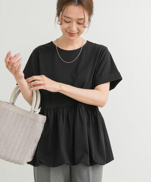 URBAN RESEARCH DOORS（アーバンリサーチドアーズ）の「ペプラムバルーンTシャツ（Tシャツ/カットソー・レディース・ブラック/オフホワイト/ライトグレー・MEDIUM）」の2枚目の写真