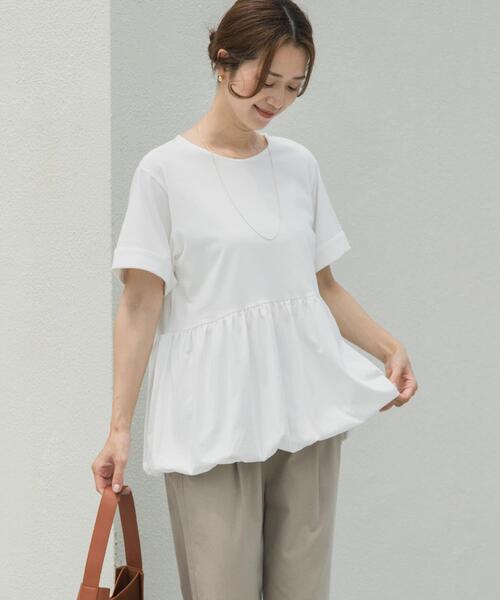 URBAN RESEARCH DOORS（アーバンリサーチドアーズ）の「ペプラムバルーンTシャツ（Tシャツ/カットソー・レディース・ブラック/オフホワイト/ライトグレー・MEDIUM）」の4枚目の写真