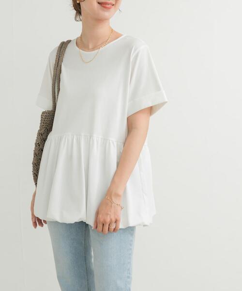 URBAN RESEARCH DOORS（アーバンリサーチドアーズ）の「ペプラムバルーンTシャツ（Tシャツ/カットソー・レディース・ブラック/オフホワイト/ライトグレー・MEDIUM）」の11枚目の写真