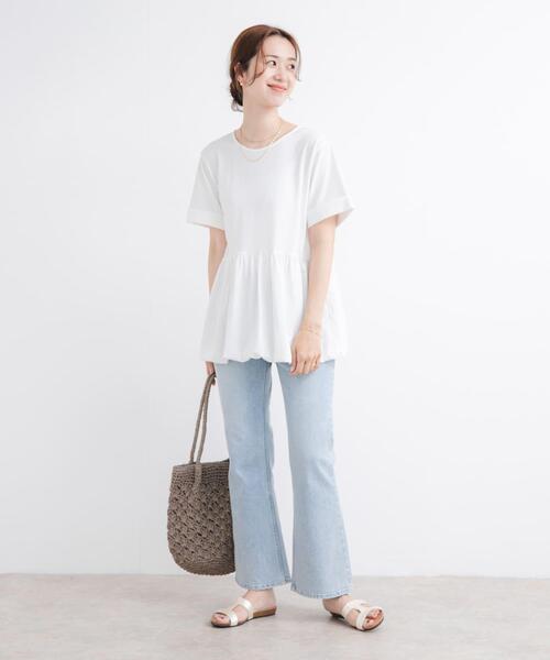 URBAN RESEARCH DOORS（アーバンリサーチドアーズ）の「ペプラムバルーンTシャツ（Tシャツ/カットソー・レディース・ブラック/オフホワイト/ライトグレー・MEDIUM）」の16枚目の写真