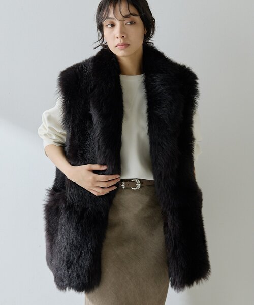 Whim Gazette(ウィムガゼット)の「ムートンファージレ(ベスト・レディース・ブラウン/ベージュ・FREE)」の14枚目の写真