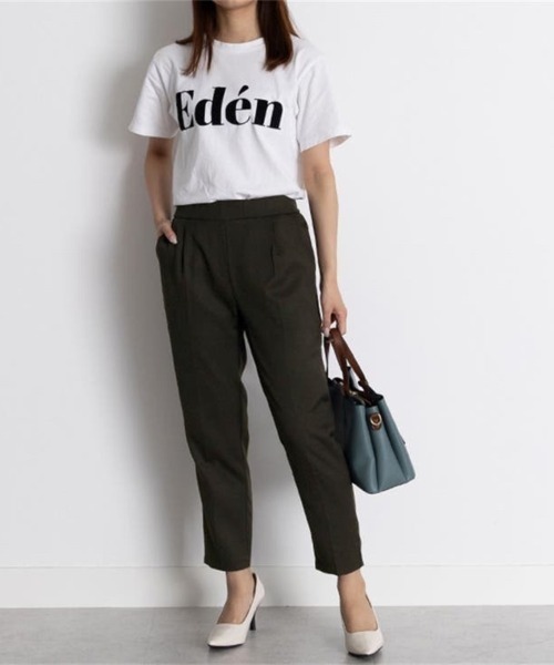 Beststore(ベストストア)の「エステルストレッチストレッチ センタープレス テーパードパンツ(スラックス・レディース・キャメル/ベージュ/ネイビー/ダークグリーン/ライトグレー/ブラック/ホワイト・S/M/L/XL)」の3枚目の写真