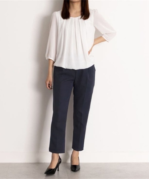 Beststore(ベストストア)の「エステルストレッチストレッチ センタープレス テーパードパンツ(スラックス・レディース・キャメル/ベージュ/ネイビー/ダークグリーン/ライトグレー/ブラック/ホワイト・S/M/L/XL)」の21枚目の写真