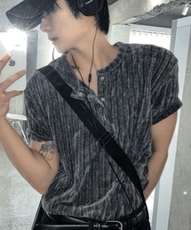 ベロアリブヘンリーネック半袖Tシャツ