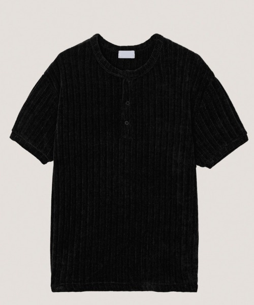 COSYHARU（コシハル）の「ベロアリブヘンリーネック半袖Tシャツ（Tシャツ/カットソー・メンズ・グレー/アイボリー/ブラック・FREE）」の22枚目の写真