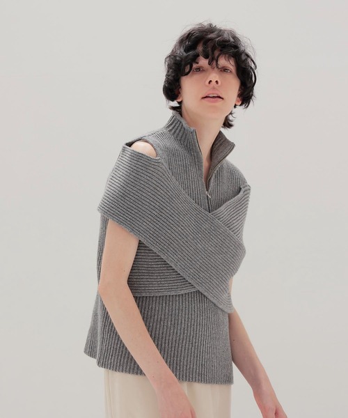 DRESSLAVE（ドレスレイブ）の「C/W cross slit zip pullover(クロススリットジッププルオーバー)（ニット/セーター・レディース・ブラック/グレー・38）」の15枚目の写真