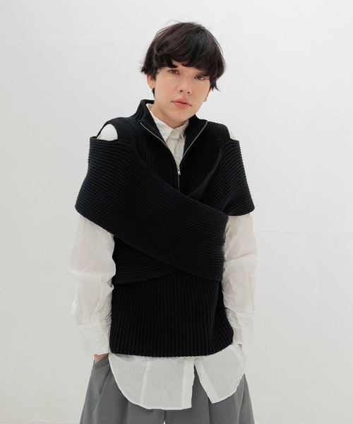 DRESSLAVE（ドレスレイブ）の「C/W cross slit zip pullover(クロススリットジッププルオーバー)（ニット/セーター・レディース・ブラック/グレー・38）」の17枚目の写真