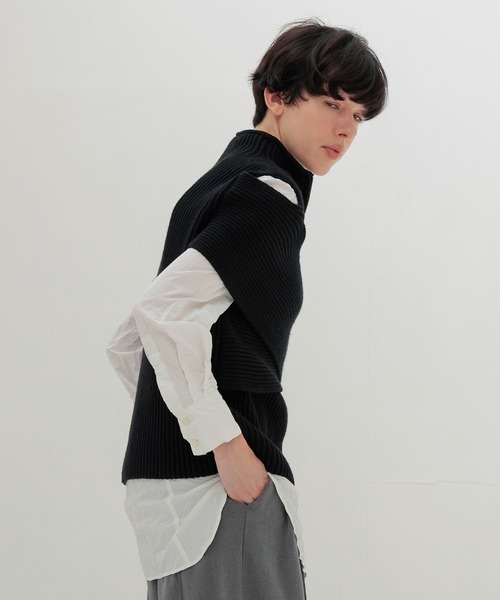 DRESSLAVE（ドレスレイブ）の「C/W cross slit zip pullover(クロススリットジッププルオーバー)（ニット/セーター・レディース・ブラック/グレー・38）」の18枚目の写真