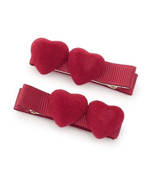 petit main（プティマイン）の「ハートヘアクリップ 2P（ヘアピン・キッズ・アイボリー/レッド/モカ・F）」の3枚目の写真