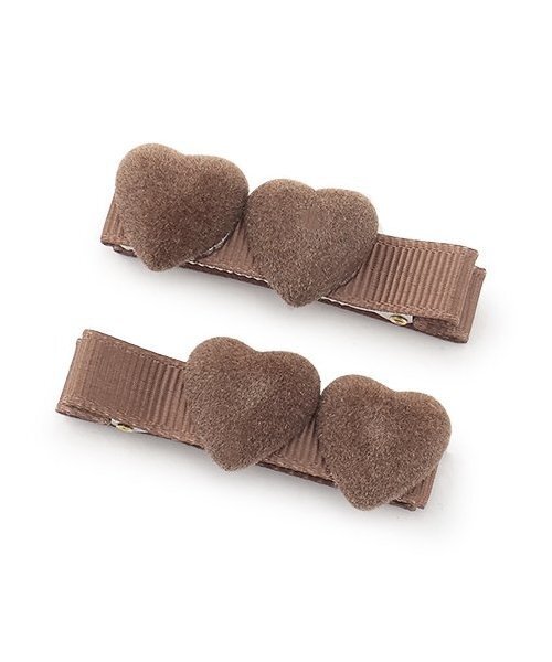 petit main（プティマイン）の「ハートヘアクリップ 2P（ヘアピン・キッズ・アイボリー/レッド/モカ・F）」の2枚目の写真