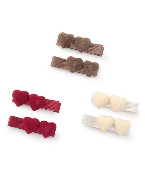 petit main（プティマイン）の「ハートヘアクリップ 2P（ヘアピン・キッズ・アイボリー/レッド/モカ・F）」の7枚目の写真