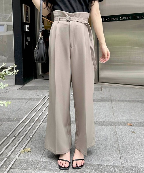 INGNI（イング）の「【WEB限定】共ベルト付ワイドパンツ（スラックス・レディース・チャコールグレー/ブラック/ベージュ・S/M）」の5枚目の写真