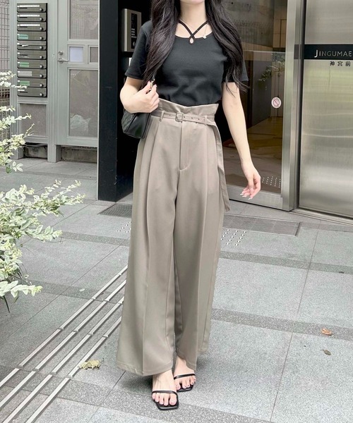 INGNI（イング）の「【WEB限定】共ベルト付ワイドパンツ（スラックス・レディース・チャコールグレー/ブラック/ベージュ・S/M）」の9枚目の写真