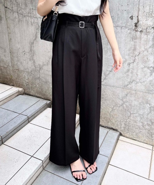 INGNI（イング）の「【WEB限定】共ベルト付ワイドパンツ（スラックス・レディース・チャコールグレー/ブラック/ベージュ・S/M）」の10枚目の写真
