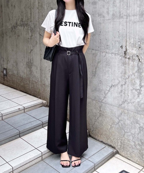 INGNI（イング）の「【WEB限定】共ベルト付ワイドパンツ（スラックス・レディース・チャコールグレー/ブラック/ベージュ・S/M）」の16枚目の写真