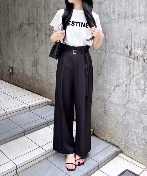 INGNI（イング）の「【WEB限定】共ベルト付ワイドパンツ（スラックス・レディース・チャコールグレー/ブラック/ベージュ・S/M）」の17枚目の写真