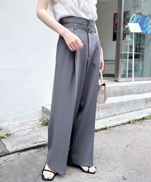 INGNI（イング）の「【WEB限定】共ベルト付ワイドパンツ（スラックス・レディース・チャコールグレー/ブラック/ベージュ・S/M）」の18枚目の写真