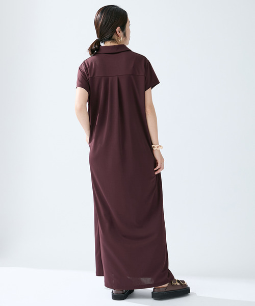 VERMEIL par iena（ヴェルメイユパーイエナ）の「Easy jersey シャツワンピース（シャツワンピース・レディース・ブラック/ボルドー・FREE）」の3枚目の写真