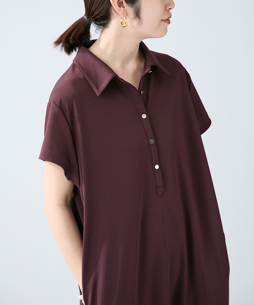 VERMEIL par iena（ヴェルメイユパーイエナ）の「Easy jersey シャツワンピース（シャツワンピース・レディース・ブラック/ボルドー・FREE）」の5枚目の写真
