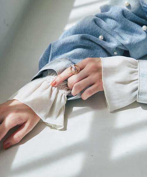 La boutique BonBon（ラブティックボンボン）の「【KAZUMI監修カラーあり】フロッキーチュールスクエアネックカットソー（Tシャツ/カットソー・レディース・オフホワイト/ピンク/ブラック・FREE）」の7枚目の写真