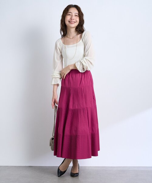 La boutique BonBon（ラブティックボンボン）の「【KAZUMI監修カラーあり】フロッキーチュールスクエアネックカットソー（Tシャツ/カットソー・レディース・オフホワイト/ピンク/ブラック・FREE）」の8枚目の写真