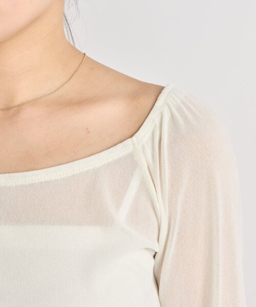 La boutique BonBon（ラブティックボンボン）の「【KAZUMI監修カラーあり】フロッキーチュールスクエアネックカットソー（Tシャツ/カットソー・レディース・オフホワイト/ピンク/ブラック・FREE）」の15枚目の写真