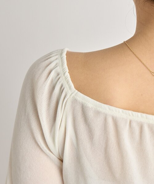 La boutique BonBon（ラブティックボンボン）の「【KAZUMI監修カラーあり】フロッキーチュールスクエアネックカットソー（Tシャツ/カットソー・レディース・オフホワイト/ピンク/ブラック・FREE）」の17枚目の写真