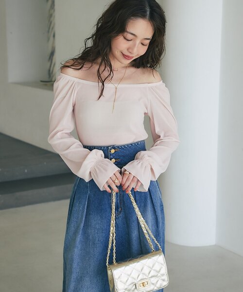 La boutique BonBon（ラブティックボンボン）の「【KAZUMI監修カラーあり】フロッキーチュールスクエアネックカットソー（Tシャツ/カットソー・レディース・オフホワイト/ピンク/ブラック・FREE）」の22枚目の写真