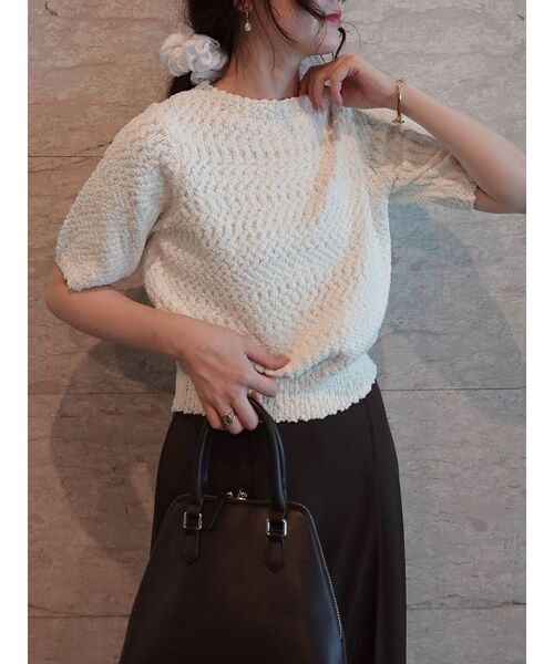 LAGUNAMOON（ラグナムーン）の「ブークレーネップニットプルオーバー（ニット/セーター・レディース・ブラック/ピンク/ホワイト・FREE）」の5枚目の写真