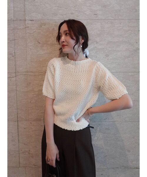 LAGUNAMOON（ラグナムーン）の「ブークレーネップニットプルオーバー（ニット/セーター・レディース・ブラック/ピンク/ホワイト・FREE）」の6枚目の写真