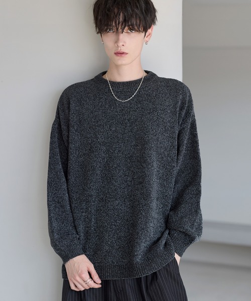 ETELIO（エテリオ）の「畦編みモールクルーニット（ニット/セーター・メンズ・ブルー/アイボリー/ブラック/ワイン/チャコール・S/M/L/XL）」の4枚目の写真