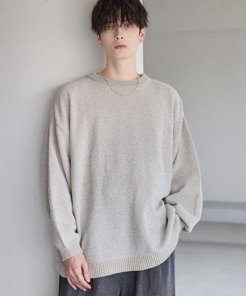 ETELIO（エテリオ）の「畦編みモールクルーニット（ニット/セーター・メンズ・ブルー/アイボリー/ブラック/ワイン/チャコール・S/M/L/XL）」の2枚目の写真