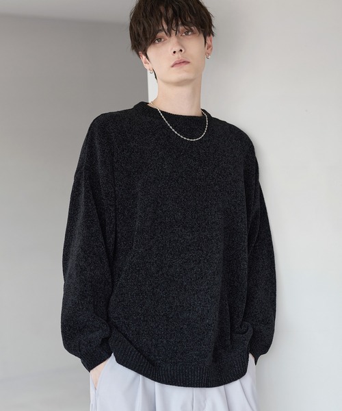 ETELIO（エテリオ）の「畦編みモールクルーニット（ニット/セーター・メンズ・ブルー/アイボリー/ブラック/ワイン/チャコール・S/M/L/XL）」の3枚目の写真