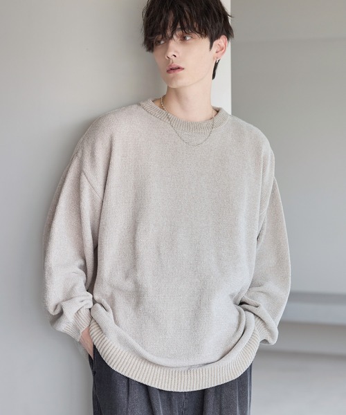 ETELIO（エテリオ）の「畦編みモールクルーニット（ニット/セーター・メンズ・ブルー/アイボリー/ブラック/ワイン/チャコール・S/M/L/XL）」の6枚目の写真