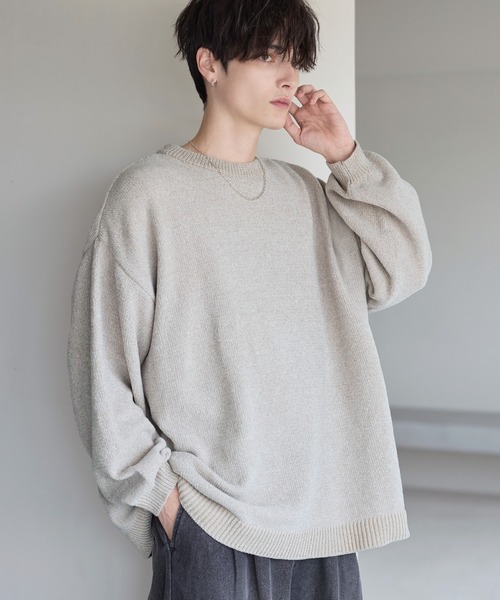 ETELIO（エテリオ）の「畦編みモールクルーニット（ニット/セーター・メンズ・ブルー/アイボリー/ブラック/ワイン/チャコール・S/M/L/XL）」の7枚目の写真