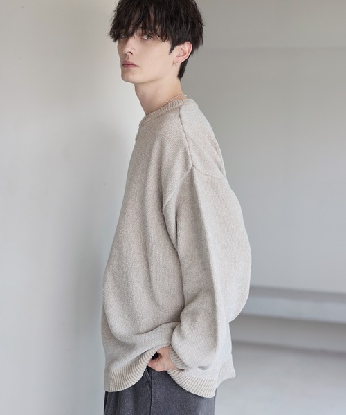ETELIO（エテリオ）の「畦編みモールクルーニット（ニット/セーター・メンズ・ブルー/アイボリー/ブラック/ワイン/チャコール・S/M/L/XL）」の8枚目の写真