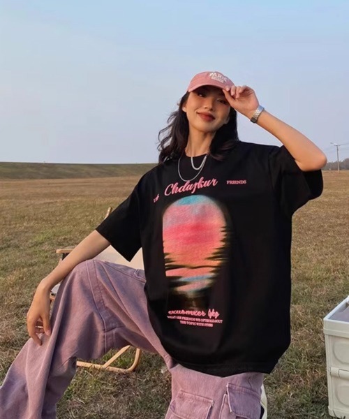 NOWLE(ノウル)の「【NOWLE】サンセット ブラー プリント 半袖 Tシャツ(Tシャツ/カットソー・メンズ・アイボリー/ブラック・LARGE/MEDIUM/X-LARGE)」の5枚目の写真