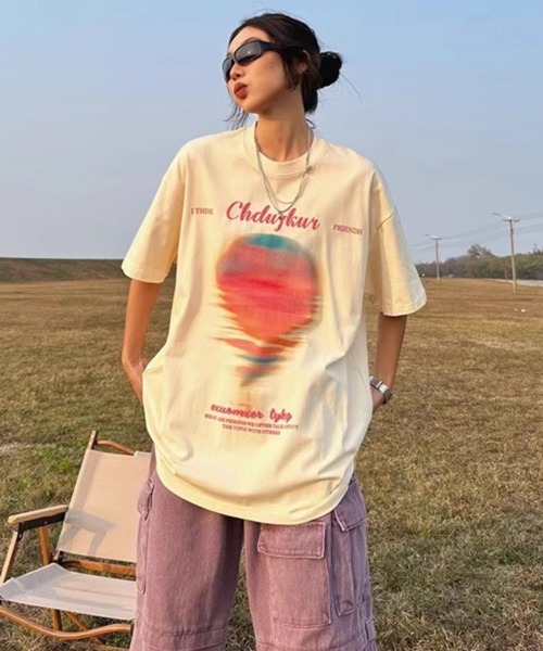 NOWLE(ノウル)の「【NOWLE】サンセット ブラー プリント 半袖 Tシャツ(Tシャツ/カットソー・メンズ・アイボリー/ブラック・LARGE/MEDIUM/X-LARGE)」の17枚目の写真