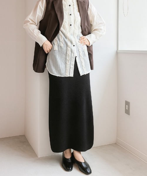 Shelly island（シェリーアイランド）の「ラメニットナロースカート（スカート・レディース・グレー/ブラック/ベージュ・FREE）」の11枚目の写真