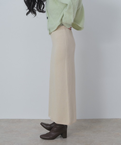 Shelly island（シェリーアイランド）の「ラメニットナロースカート（スカート・レディース・グレー/ブラック/ベージュ・FREE）」の4枚目の写真