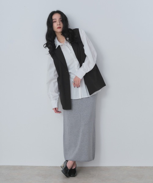 Shelly island（シェリーアイランド）の「ラメニットナロースカート（スカート・レディース・グレー/ブラック/ベージュ・FREE）」の13枚目の写真