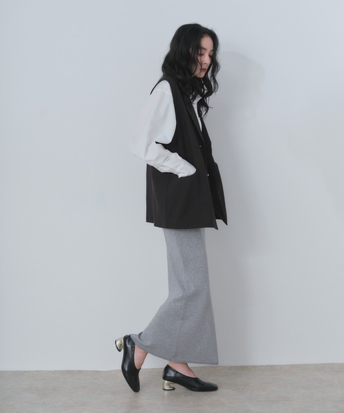 Shelly island（シェリーアイランド）の「ラメニットナロースカート（スカート・レディース・グレー/ブラック/ベージュ・FREE）」の14枚目の写真