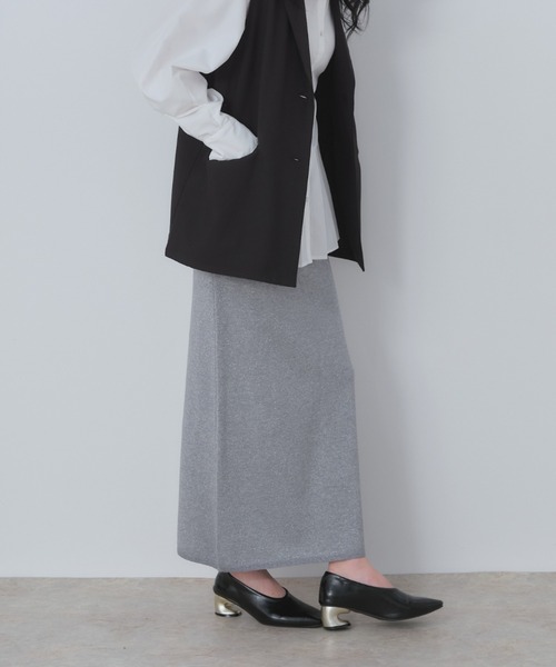Shelly island（シェリーアイランド）の「ラメニットナロースカート（スカート・レディース・グレー/ブラック/ベージュ・FREE）」の16枚目の写真