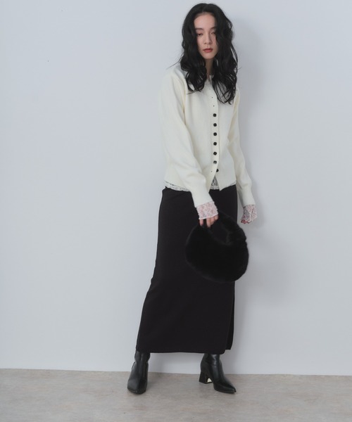 Shelly island（シェリーアイランド）の「ラメニットナロースカート（スカート・レディース・グレー/ブラック/ベージュ・FREE）」の7枚目の写真