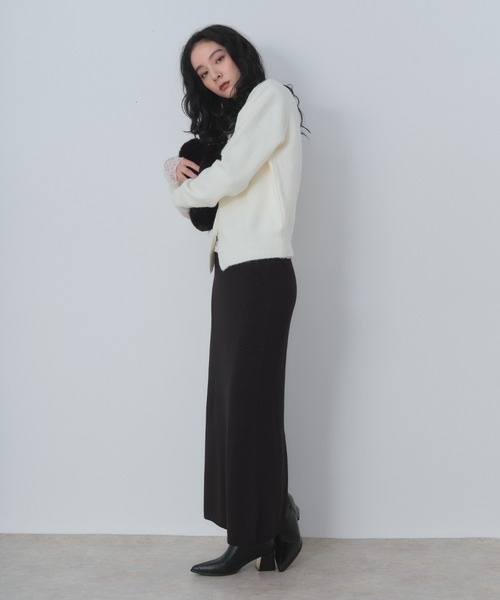 Shelly island（シェリーアイランド）の「ラメニットナロースカート（スカート・レディース・グレー/ブラック/ベージュ・FREE）」の8枚目の写真