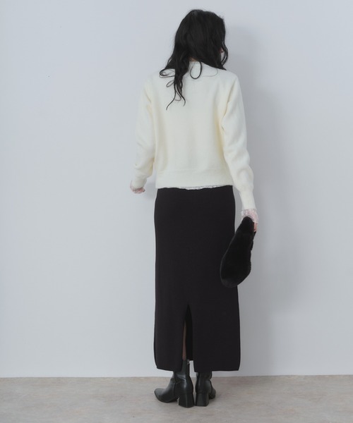 Shelly island（シェリーアイランド）の「ラメニットナロースカート（スカート・レディース・グレー/ブラック/ベージュ・FREE）」の9枚目の写真